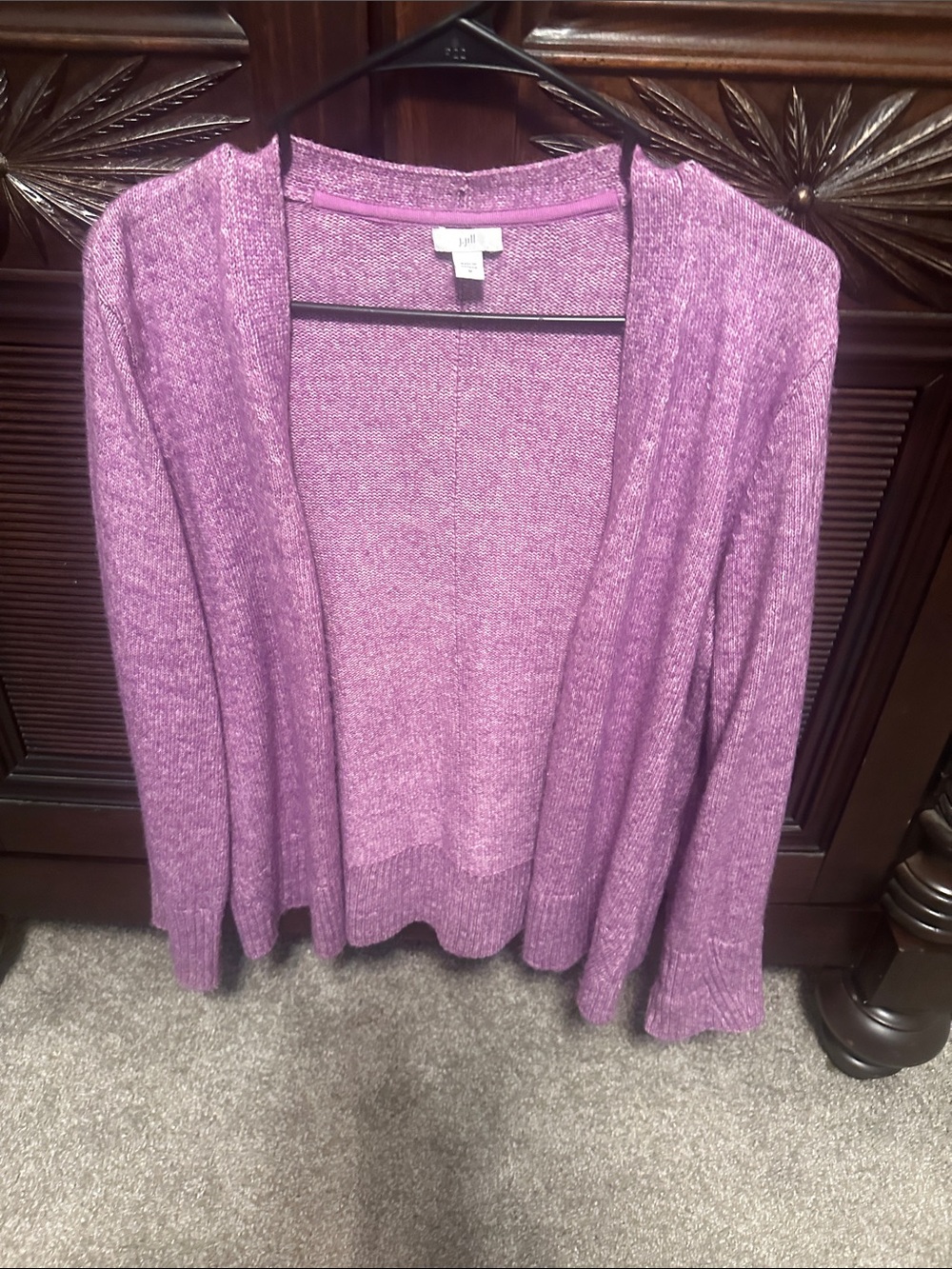 J. Jill Lavender Open-Front Knit Cardigan